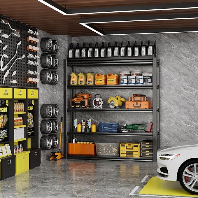 72" H Garage Shelving 2000LBS Heavy Duty Storage Shelves Adjustable 5 Tier - Image 4
