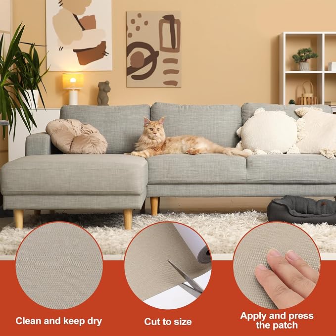 PATIKIL 70x4.4 Inch Linen Repair Tape, Repair Fabric Patch Self Adhesive Couch - Image 3