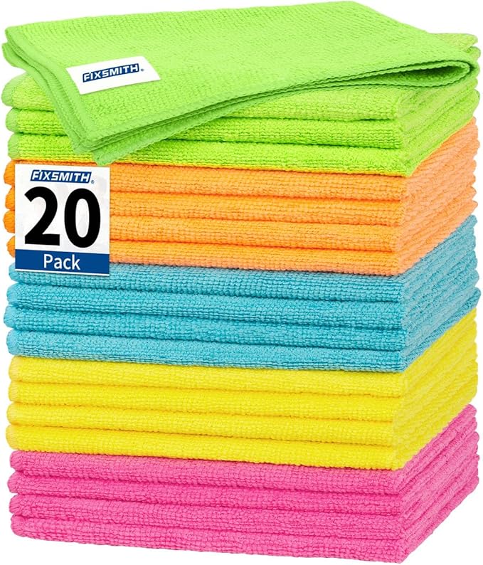 FIXSMITH Microfiber Cleaning Cloth, 20 Pack Cleaning Rags, Cleaning Towels by FIXSMITH
