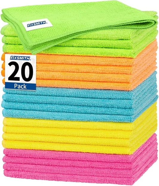 FIXSMITH Microfiber Cleaning Cloth, 20 Pack Cleaning Rags, Cleaning Towels by FIXSMITH