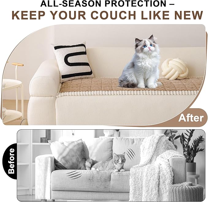 OTOB Couch Covers for Sofa Pet Friendly, Washable & Non Slip Fuzzy Dog Couch - Image 2