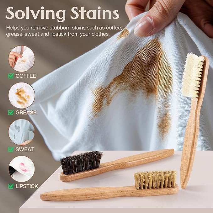3 Pcs Wood Laundry Stain Brush Stain Remover Brushes - Image 3