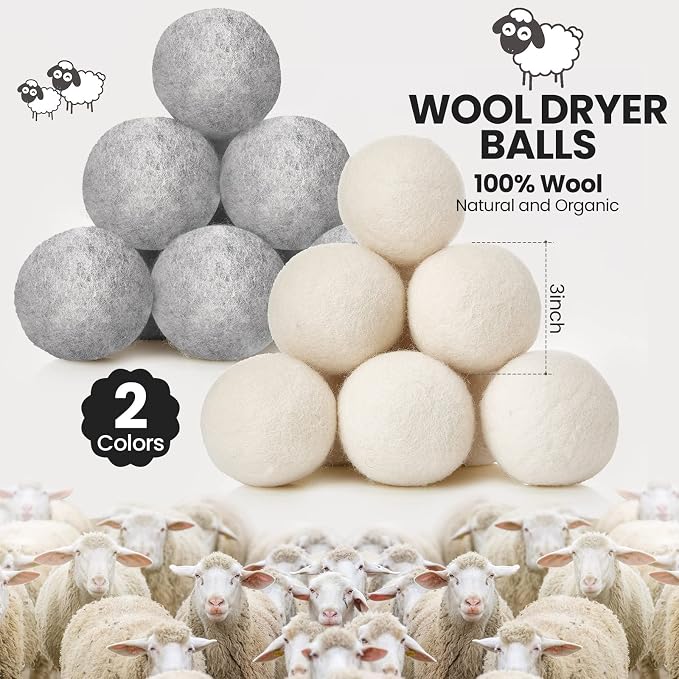 Roowest 32 Pieces Wool Dryer Balls Set 30 Reusable Wool Balls - Image 2
