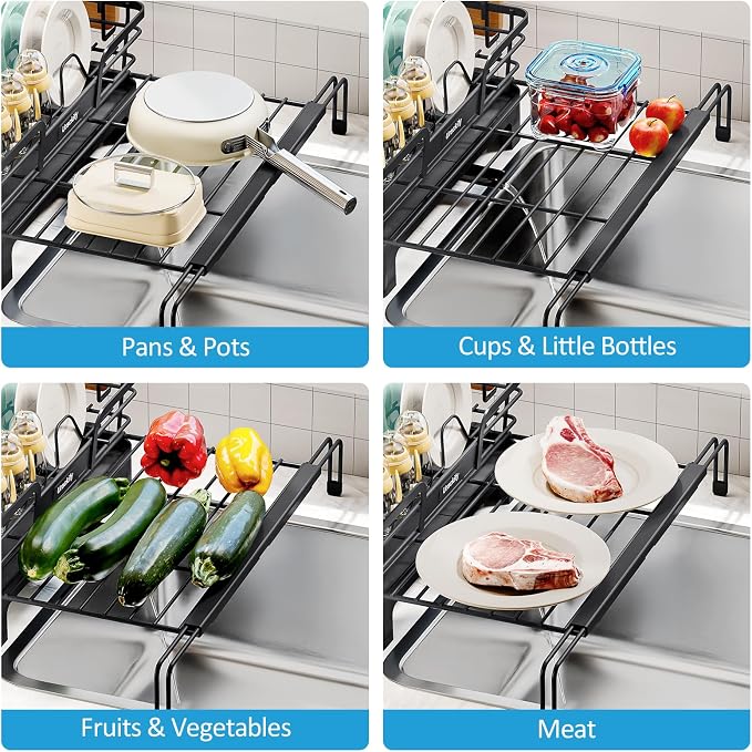 Extendable Dish Drying Rack, 2 in 1 Multifunction Dish Rack - Image 4