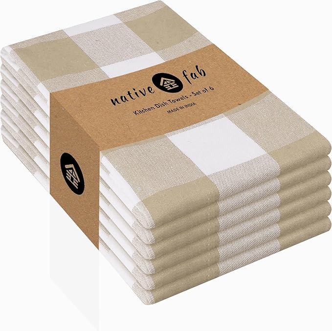 Native Fab 6 Pack Buffalo Check Kitchen Towels16 x26 by NativeFab