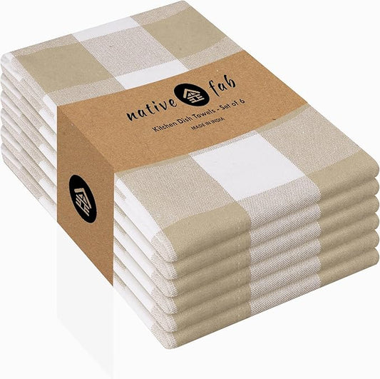 Native Fab 6 Pack Buffalo Check Kitchen Towels16 x26 by NativeFab