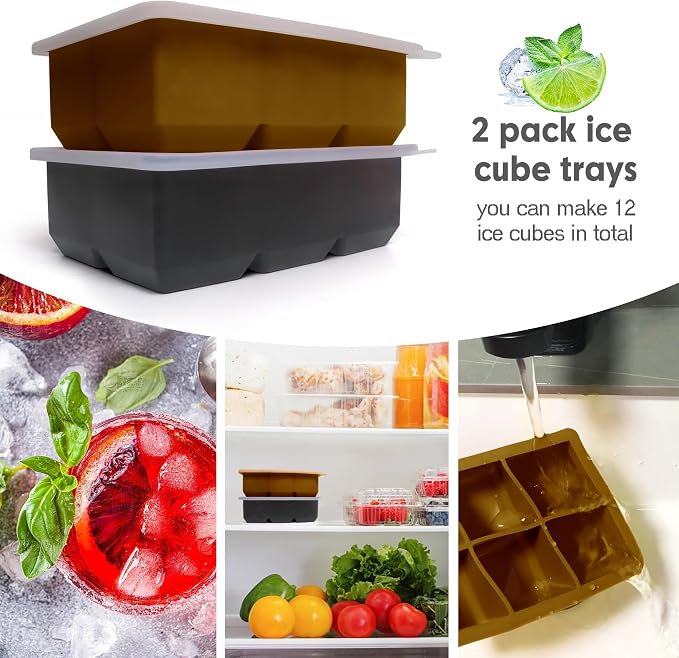 Silicone Ice Cube Trays with Lids, Large Square Ice Cube Molds - Image 3