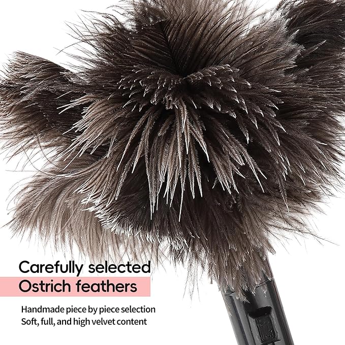 Retractable Feather Duster-Genuine Ostrich Feathers, Anti-Static, Reusable - Image 3