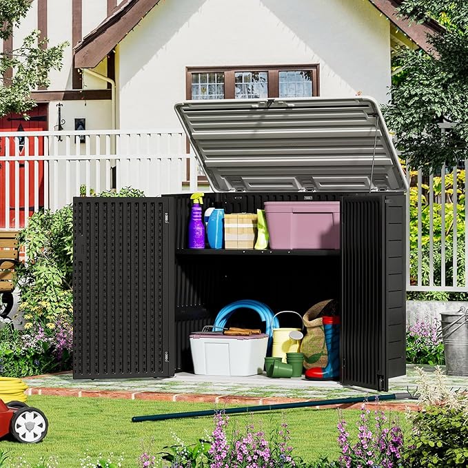 ZZM Large Outdoor Storage Shed, 48 Cu Ft Resin Versatile Storage Cabinet - Image 2