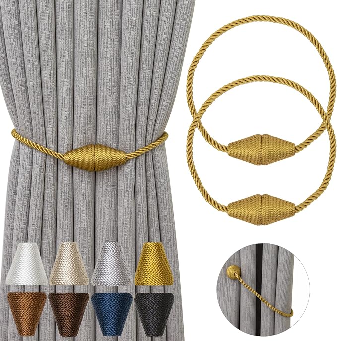 Magnetic Curtain Tiebacks 2 Pack Outdoor Rope Curtain Tie Backs Decorative by CurtainTiebacks