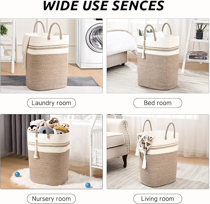 Woven Laundry Basket for Clothes, 100 L Large Rectangle Laundry Hampers - Image 7