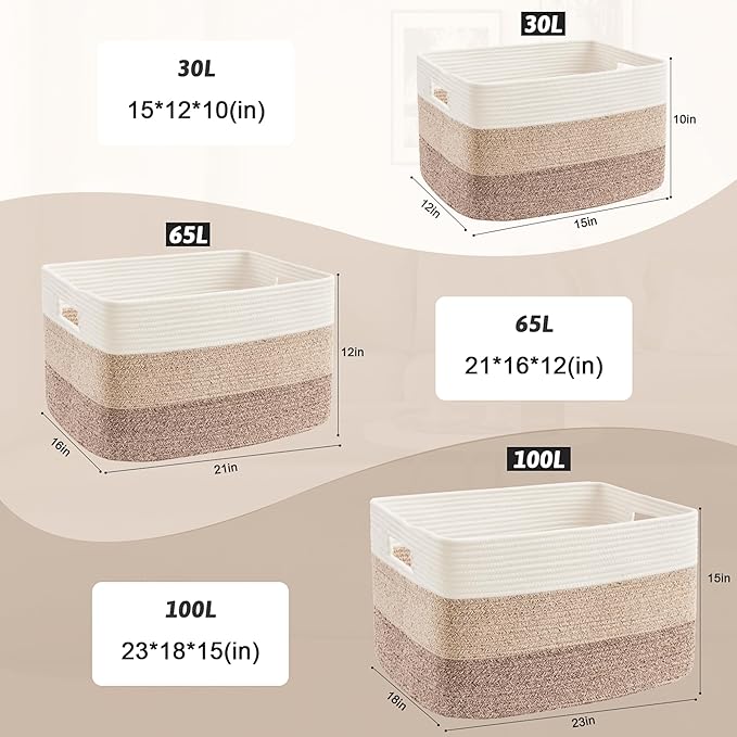 Blanket Basket, Rectangle Woven Baskets - Image 5