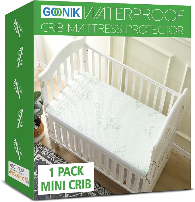 GOONIK Waterproof Mini Crib Mattress Protector, Bamboo Viscose Breathable Mini by GOONIK