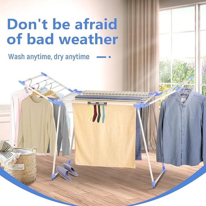 Clothes Drying Rack, Gullwing Laundry Rack, Collapsible, Space-Saving Laundry - Image 5