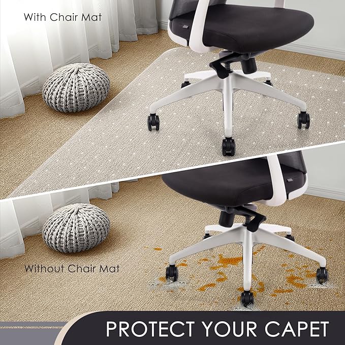 Kuyal Office Chair Mat for Carpet, 40x48 Clear Heavy Duty Computer Chair Mat - Image 2