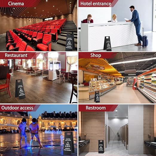 Kigley 2 Pcs Wet Floor Sign, 24 Inch Stainless Steel Caution Wet Floor Sign - Image 5