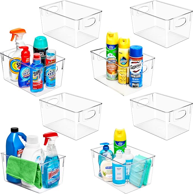 Sorbus 8 Pack Large Clear Plastic Storage Bins, Refrigerator, Under Sink by Sorbus