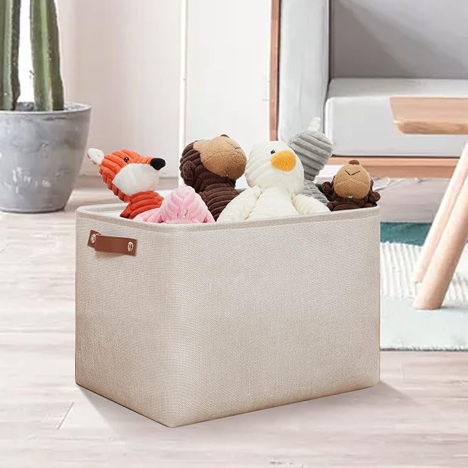 DULLEMELO Storage Baskets Large 16"x12"x12" Tall Rectangular Baskets Fabric - Image 5