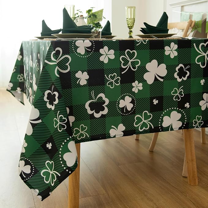 Gingham St Patricks Day Tablecloth Fabric - Image 5