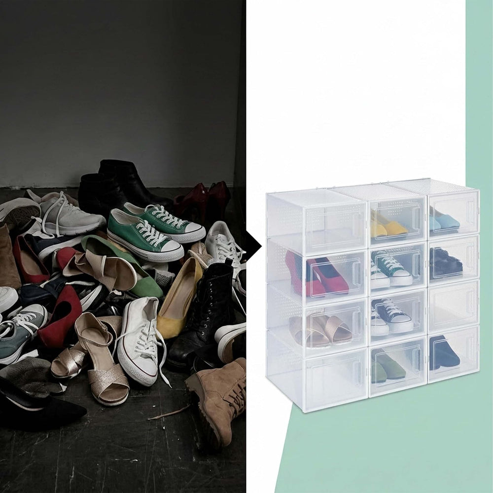 Relaxdays Shoe Boxes 12 Pack, 14.5 x 23 x 33.5 cm