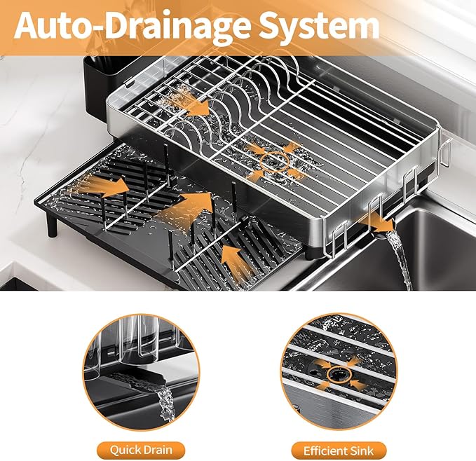 Expandable Dish Drying Rack for Kitchen Counter, 304 Stainless Steel Dish Rack - Image 7