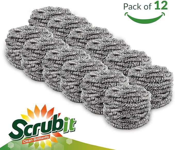 12 Pack Stainless Steel Scourers by Scrub It – Steel Wool Scrubber Pad Used - Image 6