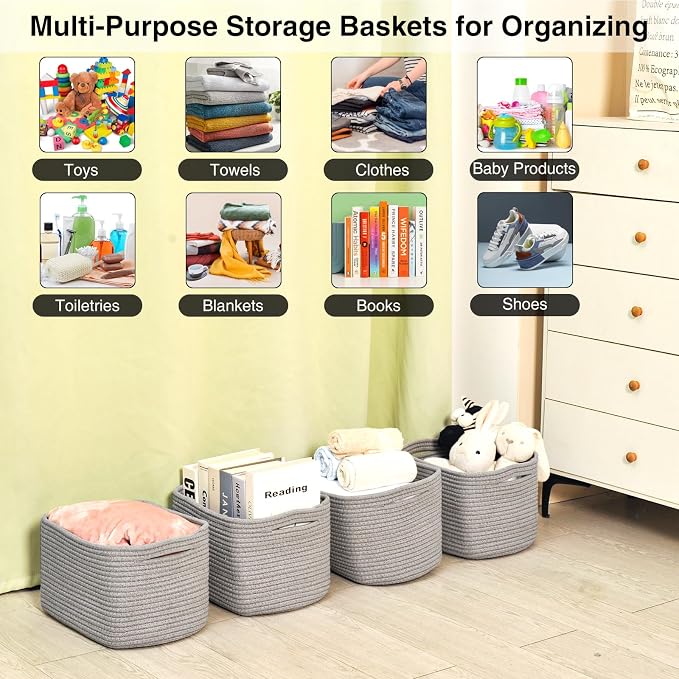 Small Storage Baskets for Organizing, Woven Storage Baskets for Shelves - Image 5