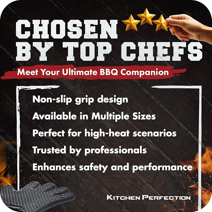 KITCHEN PERFECTION XL Silicone Smoker Oven Gloves-Extreme Heat Resistant BBQ - Image 6