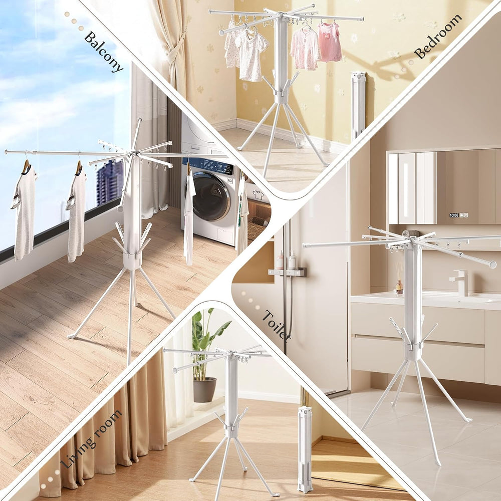 Multi-Functional 4-Leg Clothes Drying Rack, Large Capacity Foldable & Col...