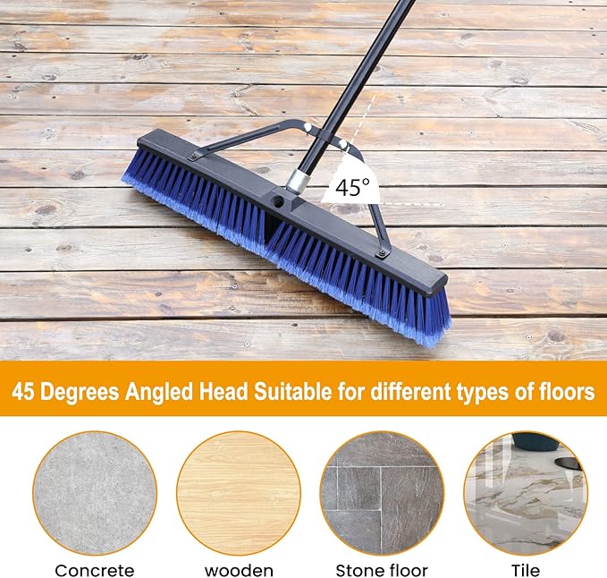 24 inches Push Broom Outdoor for Deck Driveway Garage Yard Patio Concrete Floor - Image 4