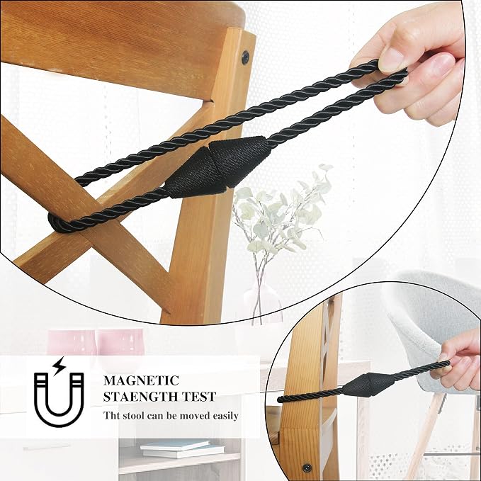 2 Pack Magnetic Curtain Tiebacks Rope Modern Handmade Curtain Tie Backs - Image 4