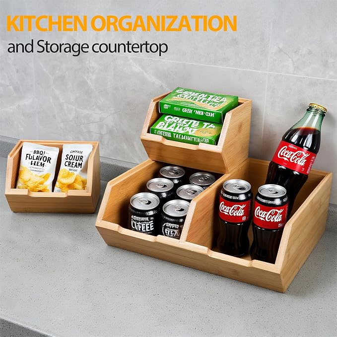 Pantry Storage Bins 3-Pack, Stackable Bamboo Containers - Image 7