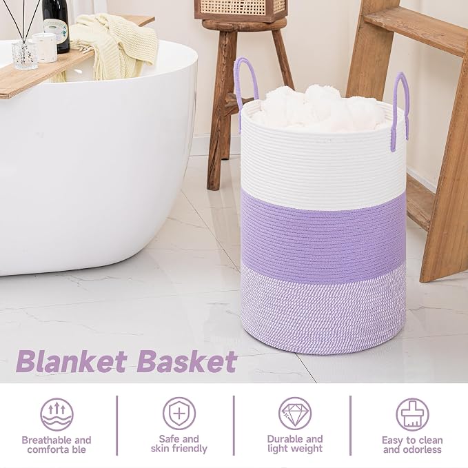 CLHMILY&Z 60L Laundry Basket Round Storage Rope Basket - Image 4