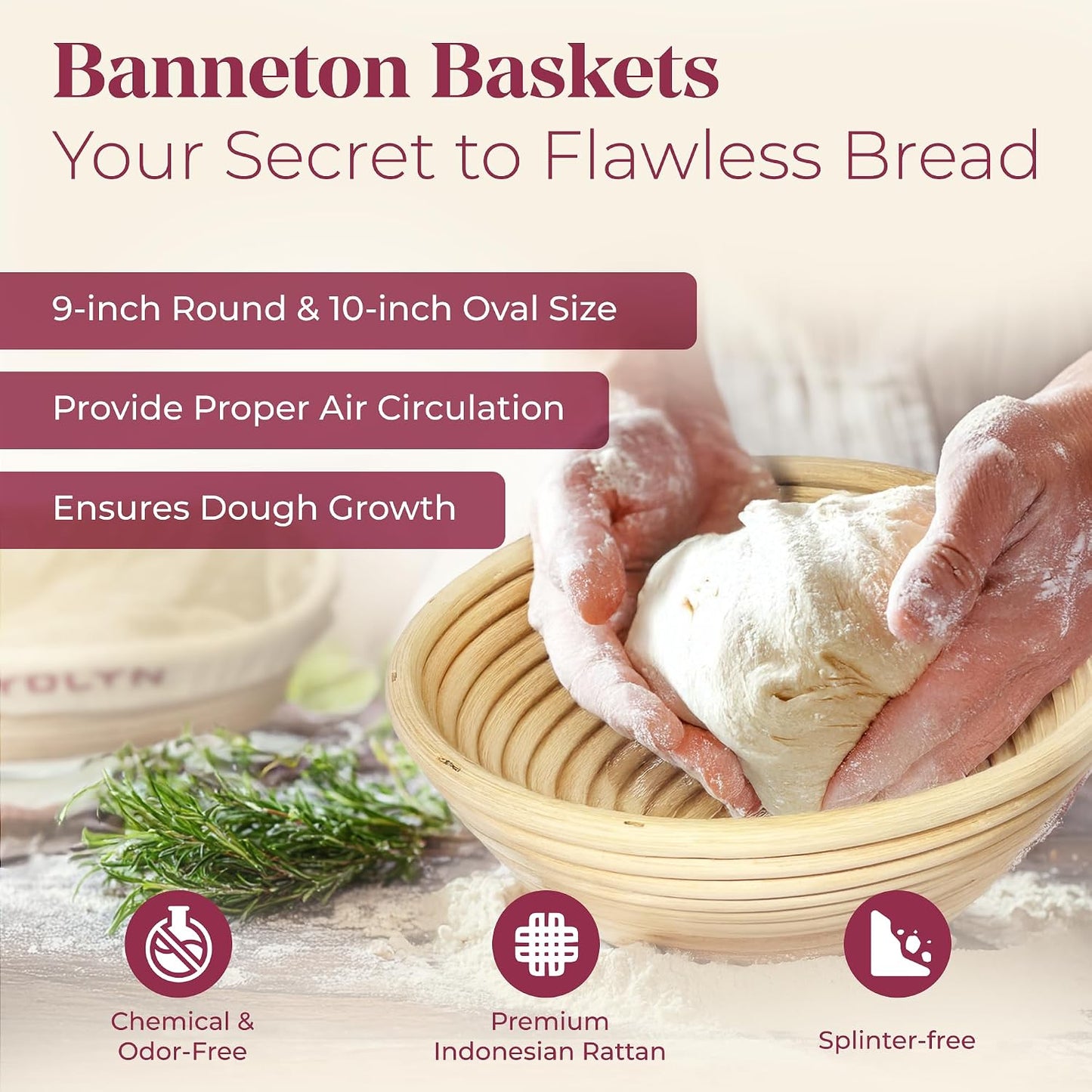 Sourdough Bread Baking Supplies with 2 Banneton Bread Proofing Basket Sizes - 16 Piece Sourdough Starter Kit Including Dough Whisk, Scraper, Lame, Apron for Artisan Bread Making