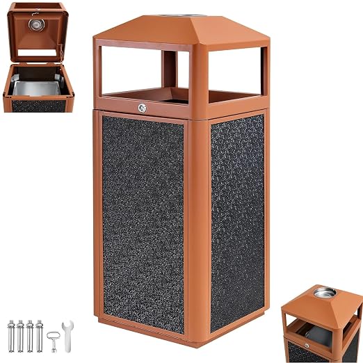 Square Waste Container with Dome Lid | Commercial Outdoor Garbage and Trash by RIGMEC