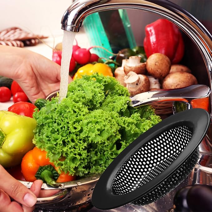 2 Pcs Black Stainless Steel Mesh Sink Drain Strainer, 2.16" Top/1.29" Kitchen - Image 3