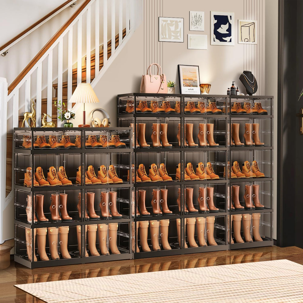 CIMLORD 5-Tier Foldable Shoe Rack Organizer for Boots, 20 Pairs, Black