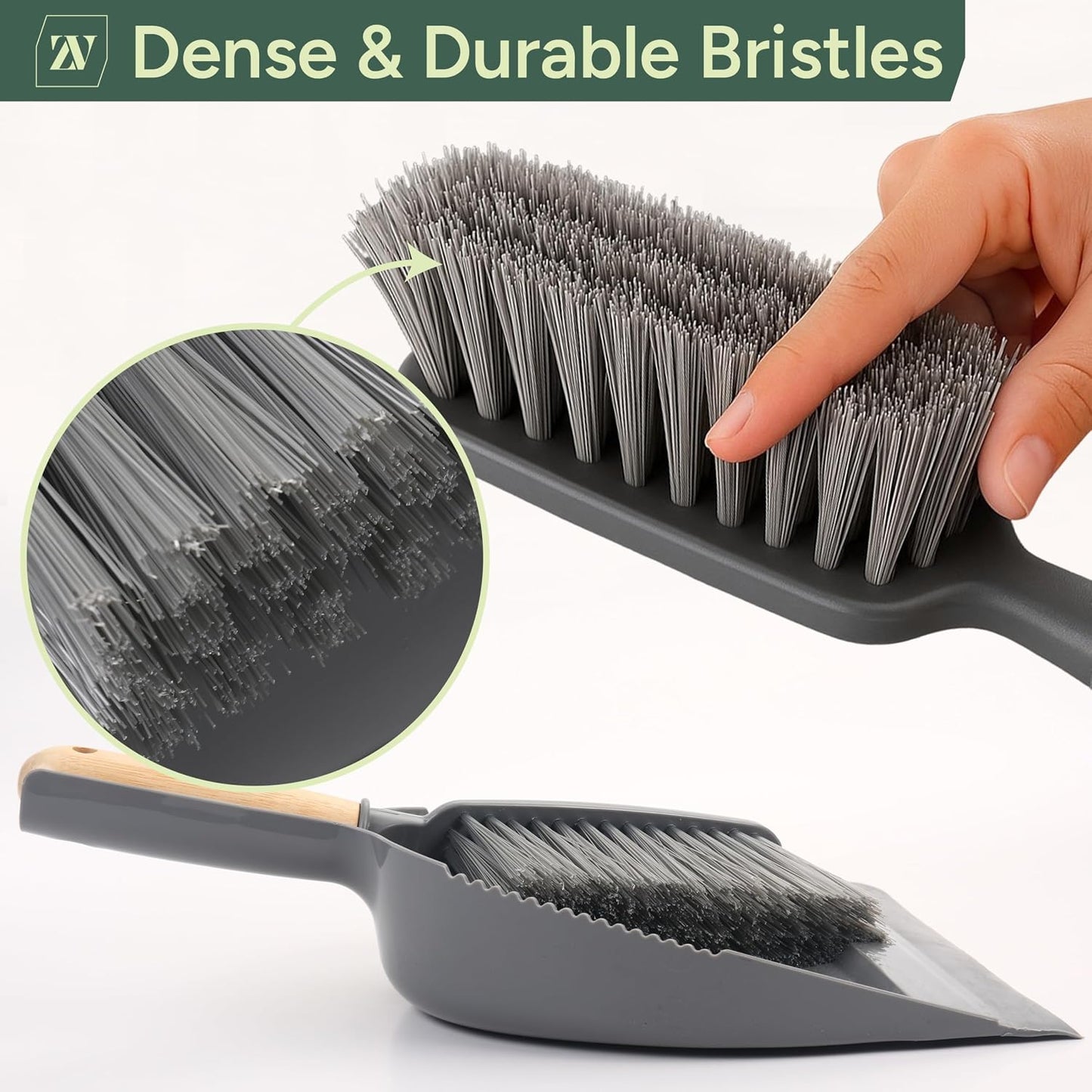 Zuvo Dustpan and Brush Sets, Grey, M