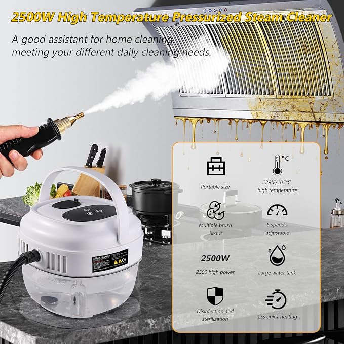 Handheld Steam Cleaner, 2500W Portable Steamer - Image 3