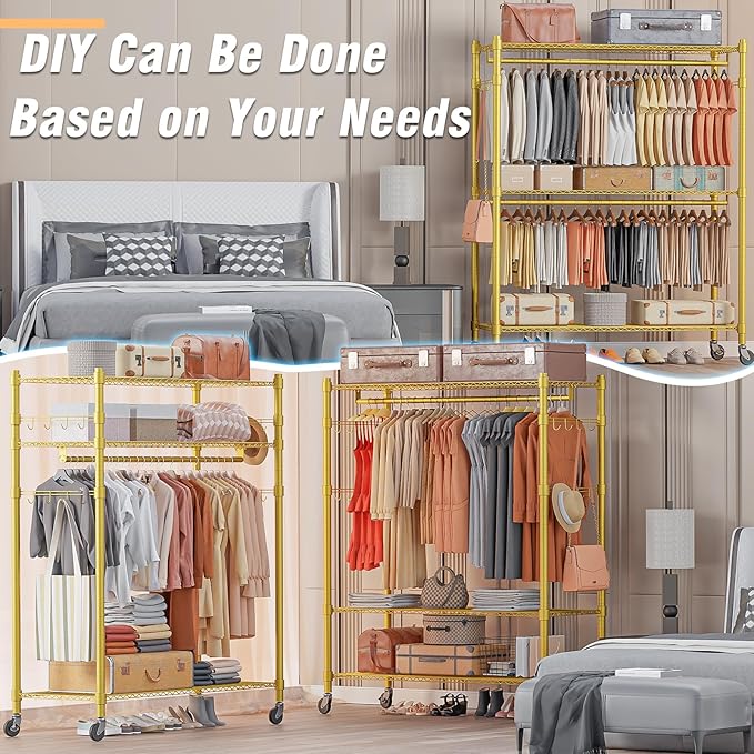 Homdox Gold Heavy Duty Clothes Rack - Image 5