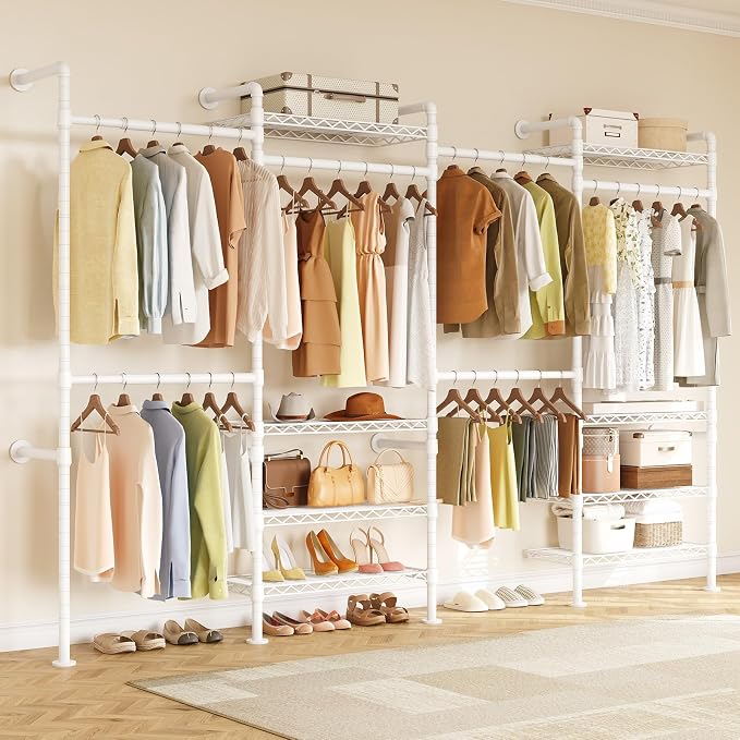 ONBRILL L4 Wall Mounted Industrial Pipe Clothing Rack, Closet Organizer System - Image 2