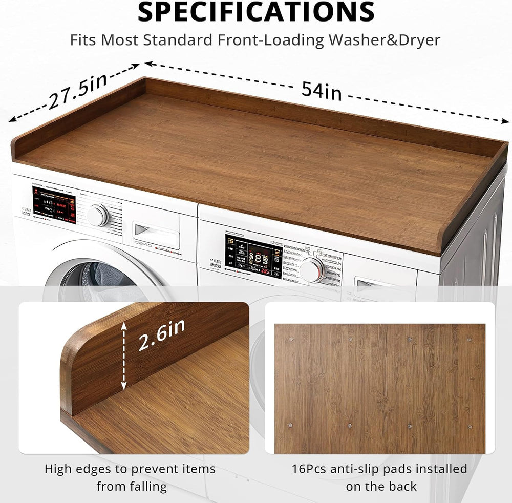 Gashell Washer Dryer Countertop, 27.5" x 54" Bamboo Washer and Drye...