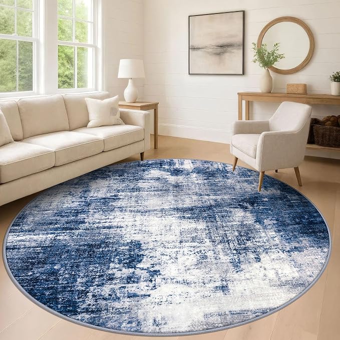 IOHOUZE Abstract Round Area Rug 8 Ft Washable Circle Rugs Large Round Rug Non by iOhouze