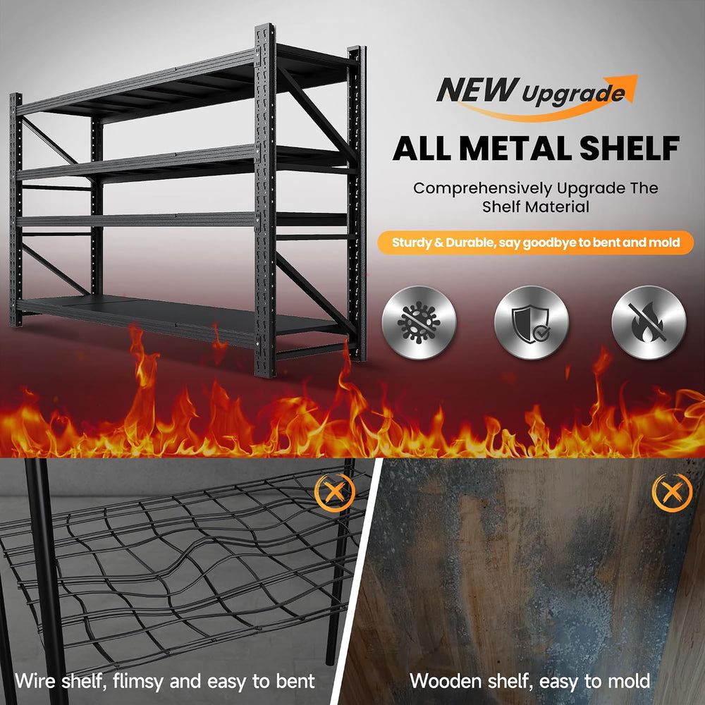 71.3” Wide Heavy Duty Metal Garage Shelving, Adjustable Storage Shelf