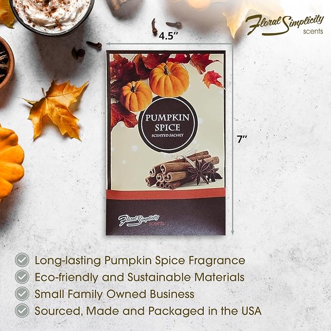 Simplicity Scents Pumpkin Spice Scented Sachets Pack of 3, Fall & Winter - Image 3
