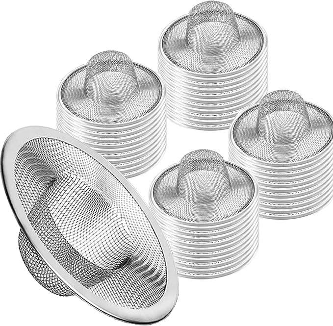 50pcs Heavy Duty Stainless Steel Slop Basket Filter Trap, 2.75" Top / 1" Mesh by ArtioHipo