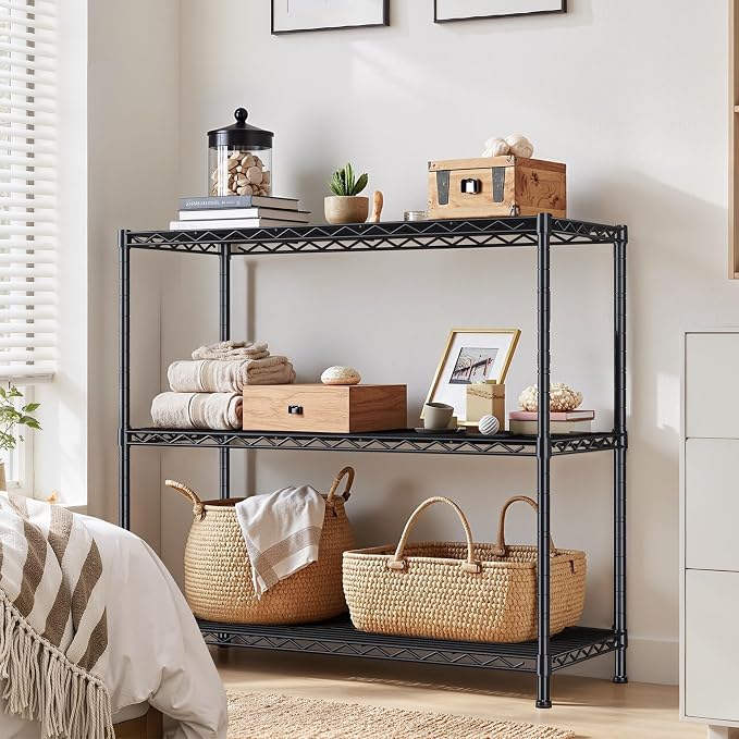 3- Shelf Metal Shelving Unit 35.6Wx14Dx36H Adjustable Storage Shelves Heavy - Image 9
