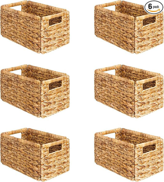 SpaceAid 6 Pack Wicker Basket, Storage Baskets by SpaceAid