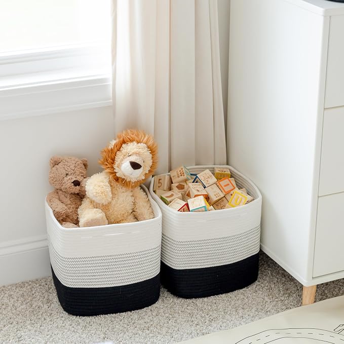 NaturalCozy Storage Cubes 11 Inch Cotton Rope Woven Baskets - Image 7