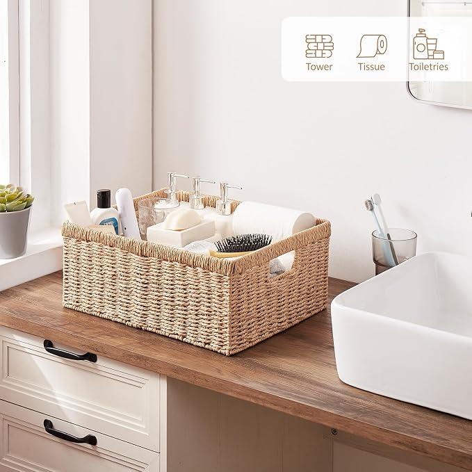 OIAHOMY Wicker Basket, Paper Shelf Basket - Image 6